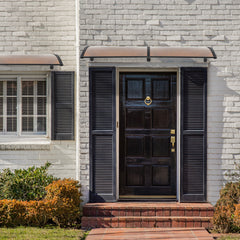 HAOYYE Door and Window Rain Cover Awning 200 x 100 Brown Canopy with Black Brackets Outdoor Household Eaves Shelter for Porch Balcony Entryway Weather Protection Durable Decorative Design