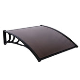 HAOYYE Door and Window Rain Cover Awning 100 x 100 Brown Polycarbonate Canopy with Black Brackets Outdoor Eaves Shelter for Porch Balcony Entryway Weather Protection Durable Decorative Design