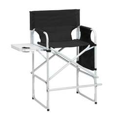HAOYYE Director's Chair with Silver White Iron Pipe Frame, Black Cloth Surface, Plastic Sprayed Iron Round Pipe, 120kg Capacity, Sturdy and Comfortable, Perfect for Outdoor and Indoor Use
