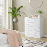 HAOYYE Modern Simple 5-Drawer Dresser Nightstand in White, Compact and Stylish Storage Solution for Bedroom, Living Room, or Entryway, Sleek and Functional Design for Organizing Clothes, Accessories, and More