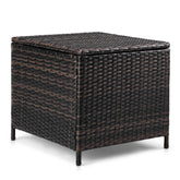 HAOYYE Outdoor PE Wicker Side Table with Storage, Brown Rattan Patio End Table with Lid and Steel Frame, Weatherproof Square Container for Garden Tools, Toys, Furniture Covers, Backyard or Balcony Use