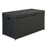 HAOYYE Simple And Practical Outdoor Rattan Deck Box Storage Container With Four-Wire Design, Durable Weather-Resistant Patio Storage Solution For Garden, Backyard, Balcony, And Poolside Organization