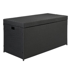 HAOYYE Simple And Practical Outdoor Rattan Deck Box Storage Container With Four-Wire Design, Durable Weather-Resistant Patio Storage Solution For Garden, Backyard, Balcony, And Poolside Organization