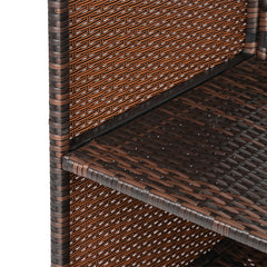 HAOYYE Modern Brown Gradient Bar Table Stylish Rattan Pub Table with Stainless Steel Cup Holders for Home Kitchen Dining Living Room Small Space Furniture