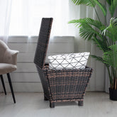 HAOYYE Outdoor PE Wicker Side Table with Hidden Storage Bin for Patio Garden Porch Deck, Small Rattan Storage Container for Hose Towels Cushions and More, Weather Resistant and Durable Design for Versatile Use