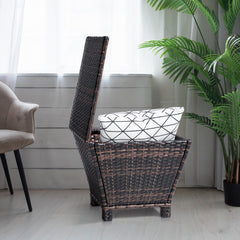 HAOYYE Outdoor PE Wicker Side Table with Hidden Storage Bin for Patio Garden Porch Deck, Small Rattan Storage Container for Hose Towels Cushions and More, Weather Resistant and Durable Design for Versatile Use