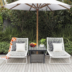 HAOYYE Outdoor Wicker Side Table with Umbrella Hole and Hidden Storage Square PE Rattan End Table for Patio Garden Deck Poolside Weather Resistant Small Table for Outdoor Furniture Set Grey