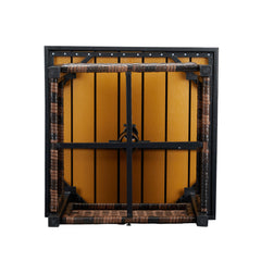 HAOYYE Outdoor Wicker Side Table with Umbrella Hole and Storage Shelf, Square PE Rattan End Table with Steel Frame and Imitation Wood Top for Patio Garden Deck Backyard Poolside,