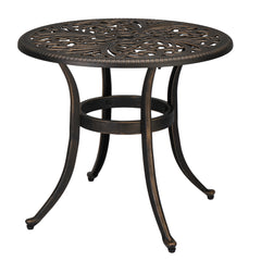 HAOYYE Phoenix Round Garden Cast Aluminum Table, Bronze Outdoor Dining Table with Umbrella Hole, Durable and Easy to Assemble