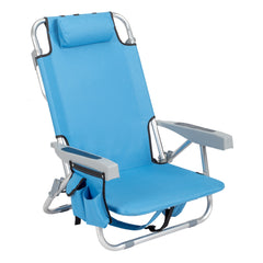 HAOYYE Folding Beach Chair with Adjustable Backrest, Lightweight Aluminum Frame and 5 Reclining Positions, Durable 600D Polyester Fabric, Extra Storage Space with Cup Holder for Outdoor Activities