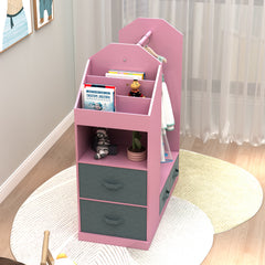 Kids Costume Organizer、 Costume Rack、Kids Armoire、Open Hanging Armoire Closet with Mirror-PINK