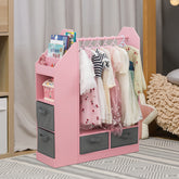Kids Costume Organizer、 Costume Rack、Kids Armoire、Open Hanging Armoire Closet with Mirror-PINK