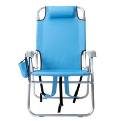 HAOYYE Folding Beach Chair with Adjustable Backrest, Lightweight Aluminum Frame and 5 Reclining Positions, Extra Storage Space with Cup Holder, Durable 600D Polyester Fabric, for Outdoor Activities