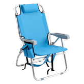 HAOYYE Folding Beach Chair with Adjustable Backrest, Lightweight Aluminum Frame and 5 Reclining Positions, Extra Storage Space with Cup Holder, Durable 600D Polyester Fabric, for Outdoor Activities