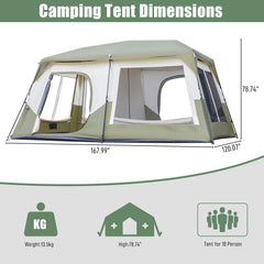 HAOYYE 10 Person Instant Camping Tent with Rainfly Windproof Waterproof PU Coated Fabric Pre-Attached Poles Mesh Windows Easy 60 Second Setup Carry Bag for Family Hiking Outdoor Adventure