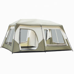HAOYYE 10 Person Instant Camping Tent with Rainfly Windproof Waterproof PU Coated Fabric Pre-Attached Poles Mesh Windows Easy 60 Second Setup Carry Bag for Family Hiking Outdoor Adventure