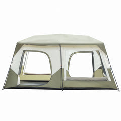 HAOYYE 10 Person Instant Camping Tent with Rainfly Windproof Waterproof PU Coated Fabric Pre-Attached Poles Mesh Windows Easy 60 Second Setup Carry Bag for Family Hiking Outdoor Adventure