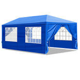 HAOYYE 10x20 Blue Outdoor Party Tent with 6 Removable Sidewalls Waterproof PE Fabric Canopy Shelter for Patio Wedding Event Backyard Garden Iron Frame Portable Gazebo Low Profile Design Easy Setup Sunshade for Commercial and Home Use