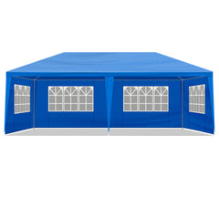 HAOYYE 10x20 Blue Outdoor Party Tent with 6 Removable Sidewalls Waterproof PE Fabric Canopy Shelter for Patio Wedding Event Backyard Garden Iron Frame Portable Gazebo Low Profile Design Easy Setup Sunshade for Commercial and Home Use