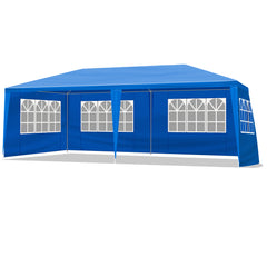 HAOYYE 10x20 Blue Outdoor Party Tent with 6 Removable Sidewalls Waterproof PE Fabric Canopy Shelter for Patio Wedding Event Backyard Garden Iron Frame Portable Gazebo Low Profile Design Easy Setup Sunshade for Commercial and Home Use