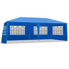 HAOYYE 10x20 Blue Outdoor Party Tent with 6 Removable Sidewalls Waterproof PE Fabric Canopy Shelter for Patio Wedding Event Backyard Garden Iron Frame Portable Gazebo Low Profile Design Easy Setup Sunshade for Commercial and Home Use