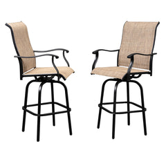 Haoyye 2-Piece Wrought Iron Swivel Bar Chair Set, Patio Bar Stools With Black Finish, Comfortable Outdoor Seating For Deck, Balcony, Or Garden