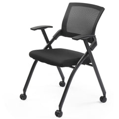 HAOYYE 2 Pack Stackable Conference Room Chairs with Wheels, Folding Office Chairs with Rebound Back and Padded Seat, Ideal for Training Room, Guest, Reception, and Event Use, 350lbs Capacity