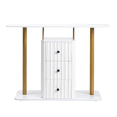 HAOYYE Modern Console Table with 3 Drawers, Faux Marble Veneer Entryway Table, Metal Frame Narrow Sofa Accent Table, Sofa Side Table for Living Room Bedroom, White & Golden soft cozy warm flannel