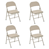 HAOYYE 4PCS Elegant Foldable Iron & PVC Chairs for Convention and Exhibition, Light Brown, Sturdy and Comfortable Chairs for Events, Meetings, Conferences, Easy to Store and Transport, Durable and Stylish Design