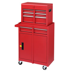 HAOYYE Red Repair Tool Cart Heavy Duty Rolling Utility Storage with Multiple Drawers and Lockable Wheels Portable Workshop Organizer for Mechanics Garage Construction Use