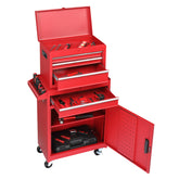 HAOYYE Red Repair Tool Cart Heavy Duty Rolling Utility Storage with Multiple Drawers and Lockable Wheels Portable Workshop Organizer for Mechanics Garage Construction Use