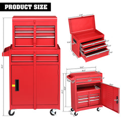 HAOYYE Red Repair Tool Cart Heavy Duty Rolling Utility Storage with Multiple Drawers and Lockable Wheels Portable Workshop Organizer for Mechanics Garage Construction Use
