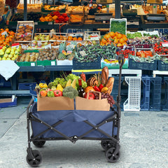 HAOYYE Heavy Duty Folding Utility Cart with Steel Frame and Oxford Fabric, 220lbs Load Capacity, Space-Saving Garden Wagon Trolley with Handle for Outdoor, Patio, Lawn