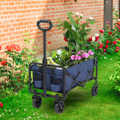 HAOYYE Heavy Duty Folding Utility Cart with Steel Frame and Oxford Fabric, 220lbs Load Capacity, Space-Saving Garden Wagon Trolley with Handle for Outdoor, Patio, Lawn