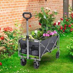 HAOYYE Garden Folding Cart with 600D Oxford Fabric, Heavy Duty Collapsible Utility Wagon with Steel Frame and Armrest, Space-Saving Flat Fold Design, Lightweight Storage Trolley for Outdoor Use