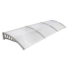 HAOYYE Door and Window Awning Cover 300 x 100 Transparent Rain Shelter with Gray Brackets Household Outdoor Application Eaves Canopy for Front Entry Porch Balcony Weather Protection