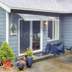 HAOYYE Door and Window Awning Cover 300 x 100 Transparent Rain Shelter with Gray Brackets Household Outdoor Application Eaves Canopy for Front Entry Porch Balcony Weather Protection