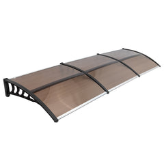 HAOYYE Door and Window Awning Cover 300 x 100 Brown Rain Shelter with Black Brackets Household Outdoor Application Eaves Canopy for Front Entry Porch Balcony Weather Protection Durable and Decorative