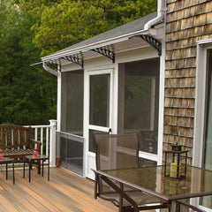 HAOYYE Door and Window Awning Cover 300 x 100 Brown Rain Shelter with Black Brackets Household Outdoor Application Eaves Canopy for Front Entry Porch Balcony Weather Protection Durable and Decorative