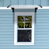 HAOYYE Door & Window Rain Cover Eaves Canopy Brown Panel with White Bracket Weather Protection Shelter