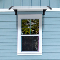 HAOYYE Door & Window Rain Cover Eaves Canopy Brown Panel with White Bracket Weather Protection Shelter
