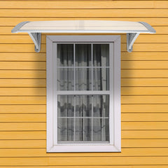 HAOYYE Household Door and Window Awning Canopy Weather-Resistant Eaves Rain Cover with White and Gray Brackets for Outdoor Entrance Patio Balcony Easy Installation