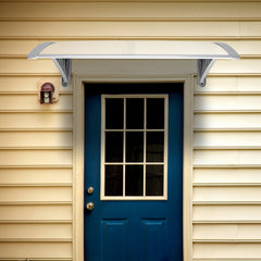 HAOYYE Household Door and Window Awning Canopy Weather-Resistant Eaves Rain Cover with White and Gray Brackets for Outdoor Entrance Patio Balcony Easy Installation