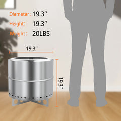 HAOYYE Smokeless Fire Pit Stainless Steel Outdoor Wood Burning Bonfire Pit with Double Wall Design Portable Low Smoke Backyard Patio Heater for Garden Deck Camping BBQ Easy Clean Round Fire Bowl