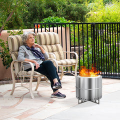 HAOYYE Smokeless Fire Pit Stainless Steel Outdoor Wood Burning Bonfire Pit with Double Wall Design Portable Low Smoke Backyard Patio Heater for Garden Deck Camping BBQ Easy Clean Round Fire Bowl