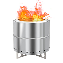 HAOYYE Smokeless Fire Pit Stainless Steel Outdoor Wood Burning Bonfire Pit with Double Wall Design Portable Low Smoke Backyard Patio Heater for Garden Deck Camping BBQ Easy Clean Round Fire Bowl