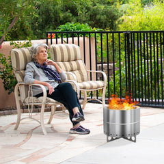 HAOYYE Smokeless Fire Pit Outdoor Wood Burning Firepit with Spark Screen and Heat-Resistant Coating, Portable Backyard Patio Bonfire Fire Bowl for Clean Smoke-Free Evenings