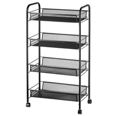 HAOYYE 4-Tier Honeycomb Mesh Storage Cart with Wheels and Hooks for Kitchen Bathroom Living Room Organization, Sturdy Iron Frame, Ventilated Design, Easy to Move