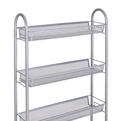 HAOYYE Honeycomb Mesh Style Four-Layer Removable Storage Cart – Durable Silver Rolling Cart With Spacious Shelves For Kitchen, Bathroom, Bedroom, And Office Organization – Heavy-Duty Carbon Steel Construction, Easy To Move, Space-Saving Design
