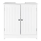 HAOYYE Bathroom Sink Cabinet with Storage Shelves and Doors White Modern Freestanding Vanity Organizer for Toilet and Washroom Space Saving Furniture for Home and Apartment